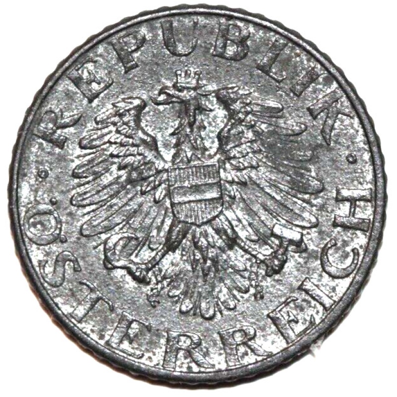 Austria  1953 5 Groschen Imperial Eagle with Austrian Sheld- Foreign Coin 19mm