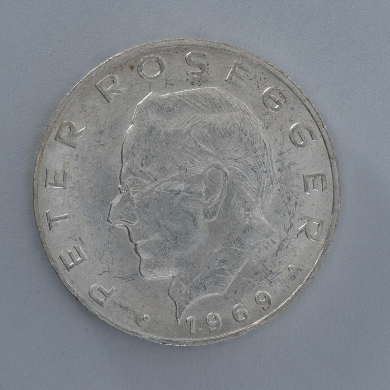 1969 Austria 25 Schilling silver coin commemorative Peter Rosegger