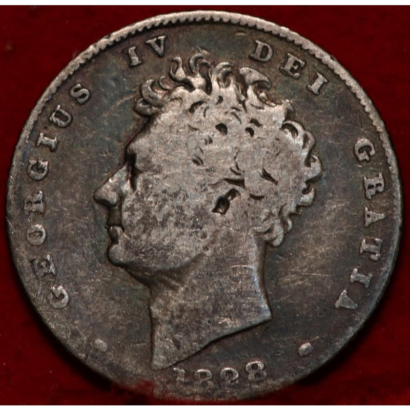 1828 Great Britain 6 Pence Silver Foreign Coin