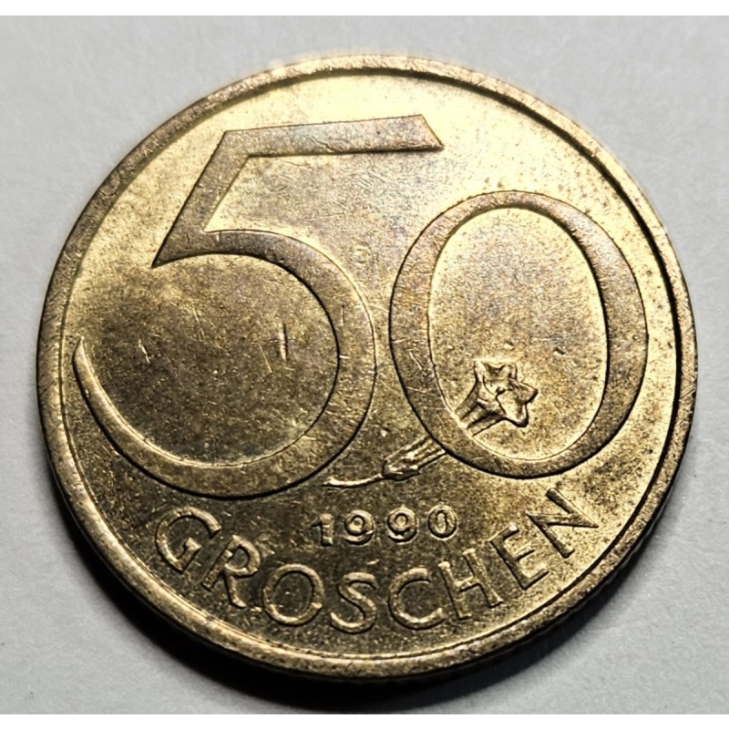 1990 Austria 50 Fifty Groschen - Aluminum Bronze - Austrian - World Coin Europe