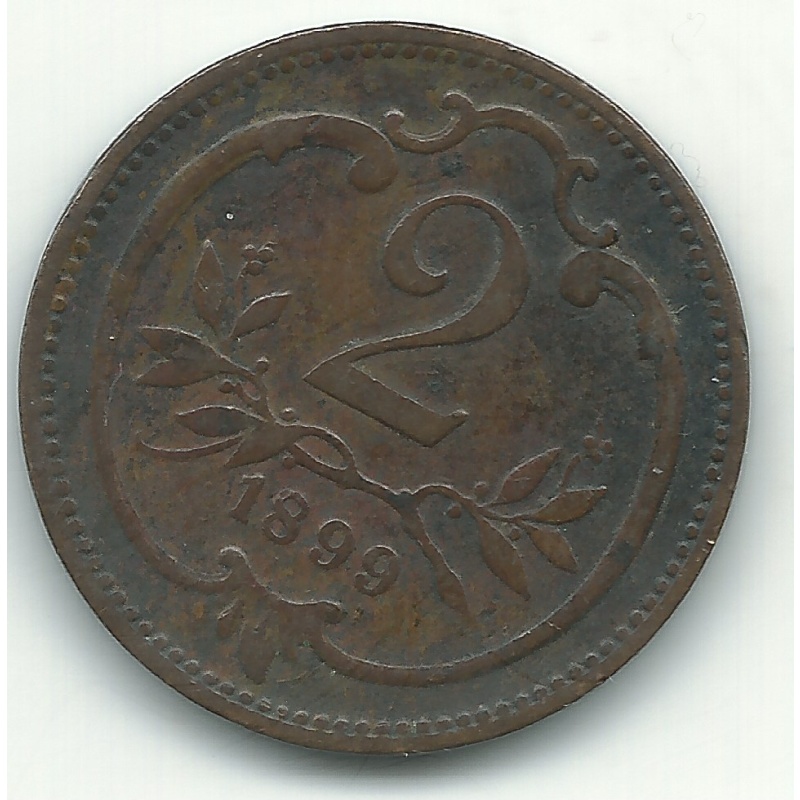 A HIGH GRADE 1899 AUSTRIA 2 HELLER COIN-SEP111