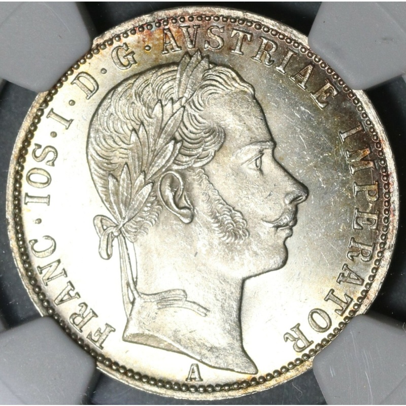 1861-A NGC MS 64+ Austria 1 Florin Silver Franz Joseph Vienna Coin (21030803C)