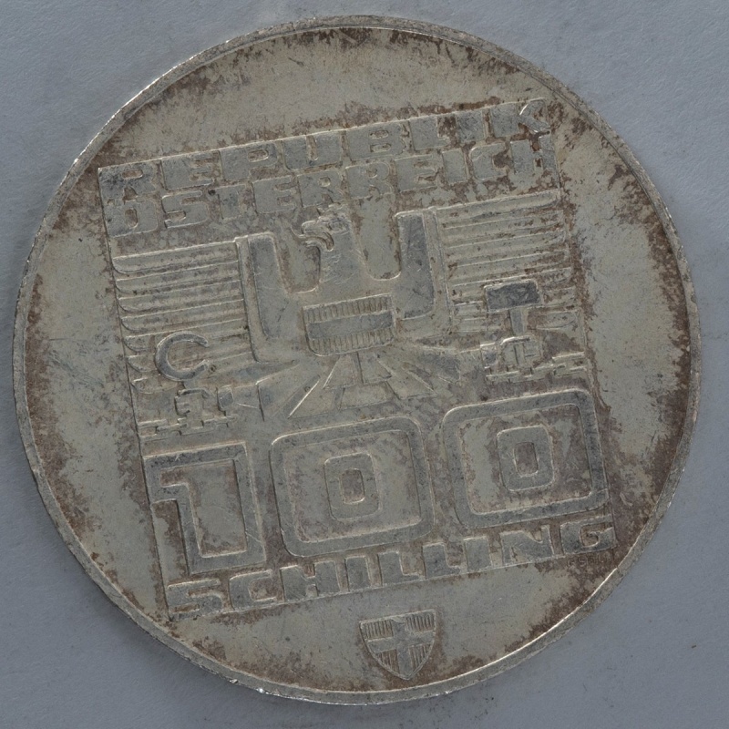 1976 Austria 100 Schilling Innsbruck Winter Olympics silver coin Austrian Mint