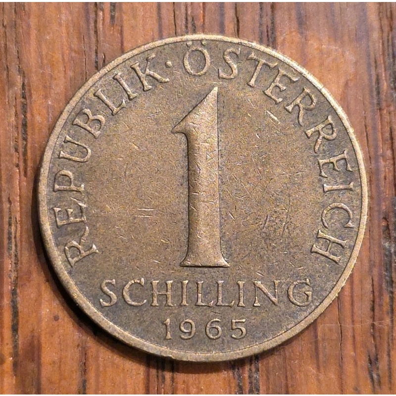 1965 Austria 1 Schilling, Denomination, 3 Edelweiss Flowers Aluminum-Bronze