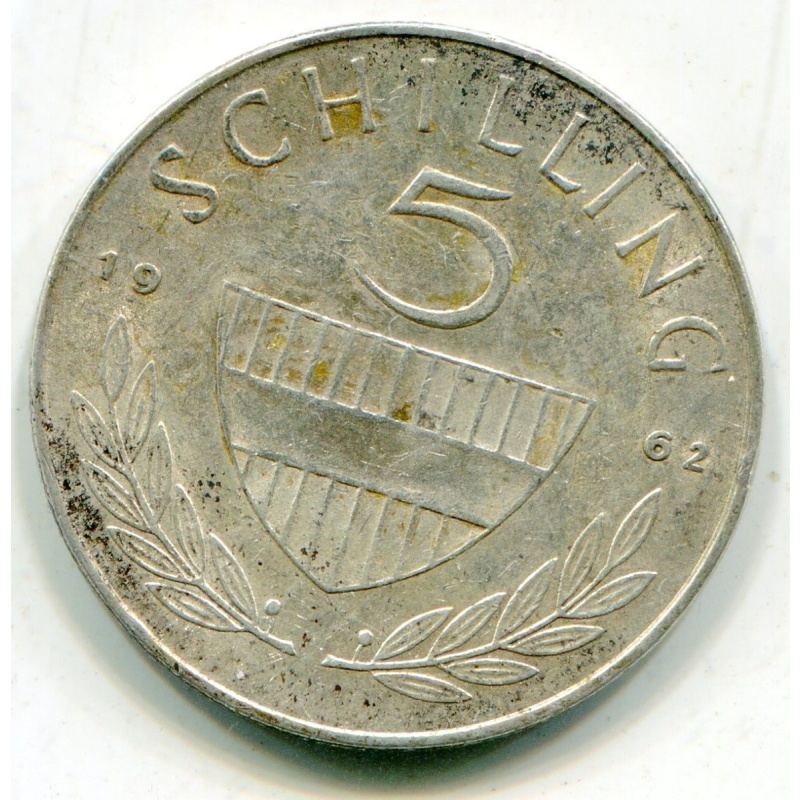 Austria 5 Schillings 1962 KM-2889 .1070 oz ASW  lotmar4811