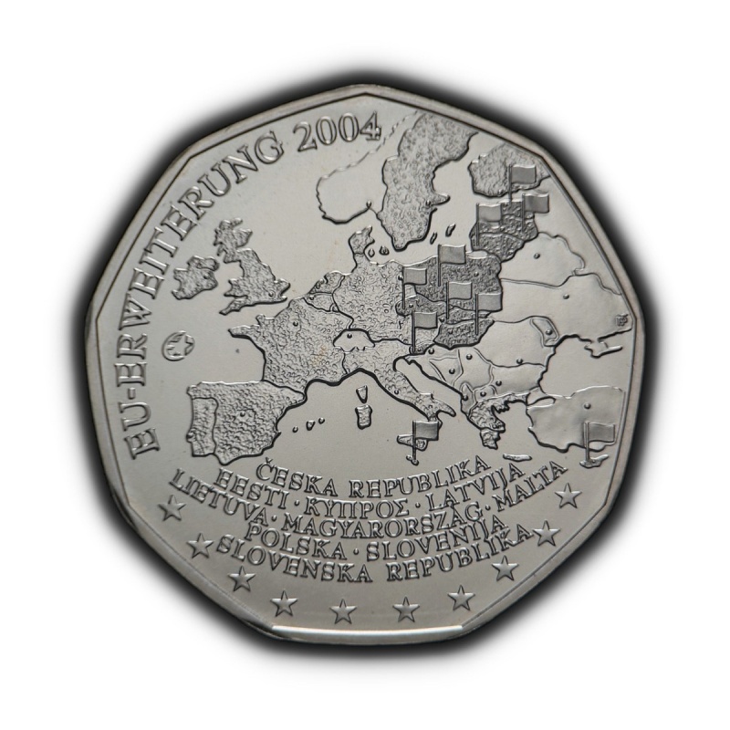 AUSTRIA. 2004, 5 Euro, Silver - Enlargement European Union, EU Expansion 2 MD