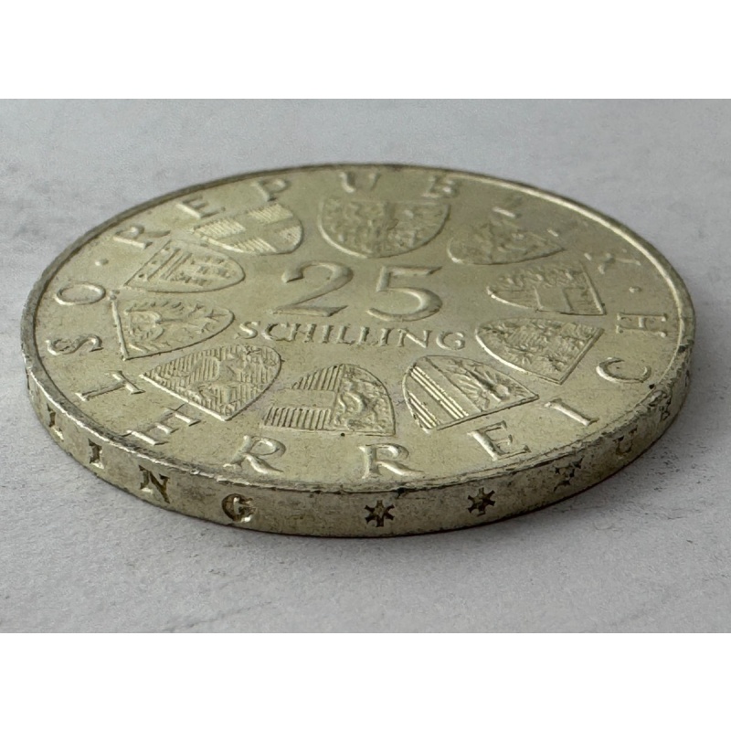 1965 Austria 25 Schilling Silver Coin – 150 Jahre Technische Hochschule Wien, Au