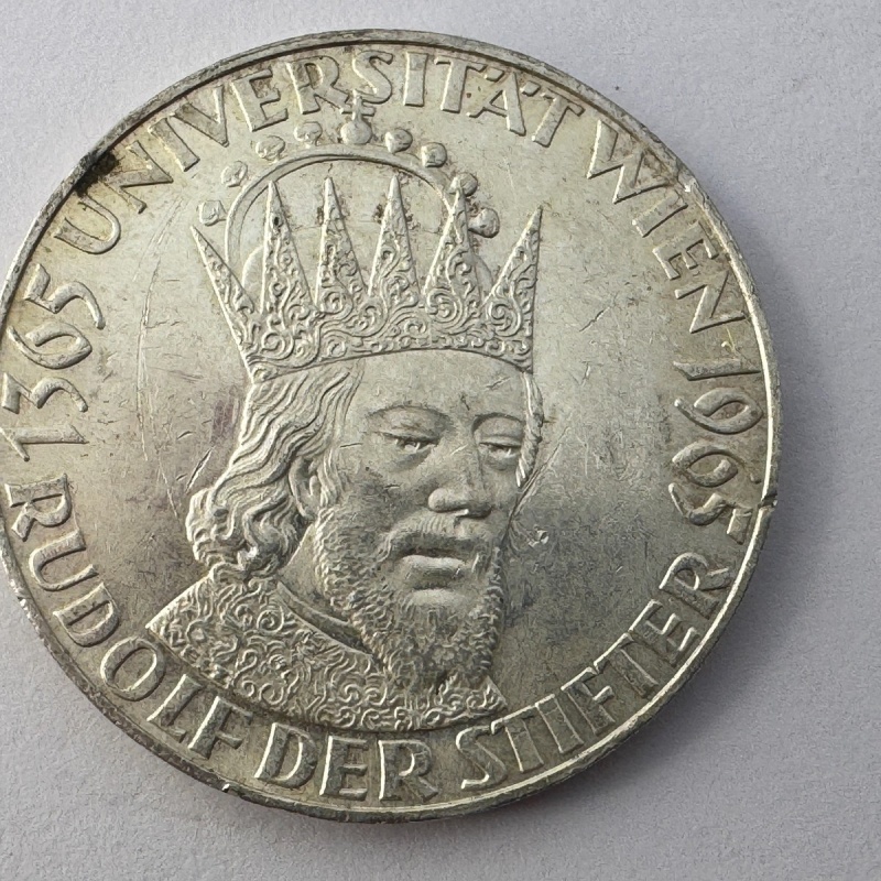 1965 Austria 50 Schilling Silver Coin 600 Years University of Vienna Rudolf IV