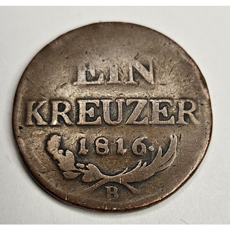 1816-B Austria Ein 1 Kreuzer - Austrian Coin - Copper - Old World Coin