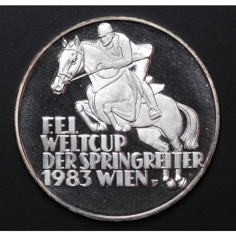 1983 Austria 500 Schilling,Horse Jumping Champion Silver Proof Coin KM#?2961 GEM