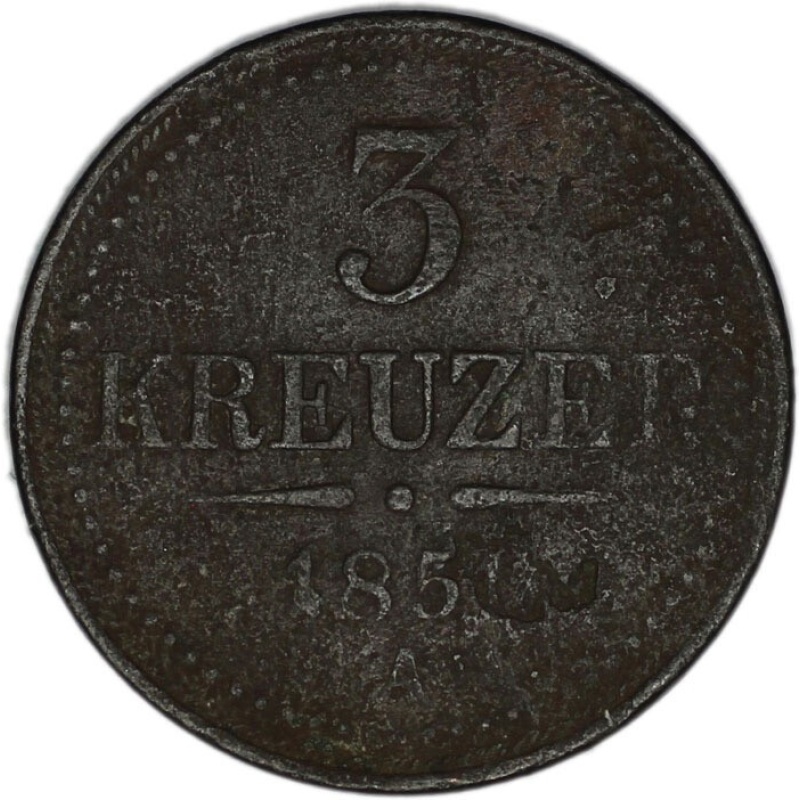 AUSTRIA coin 3 Kreuzer 1851 A Fine