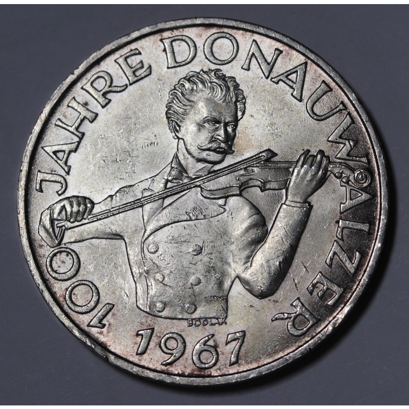 1967 Austria 50 Schilling, Blue Danube Waltz- Silver KM#?2902 Unc (Bag marks)