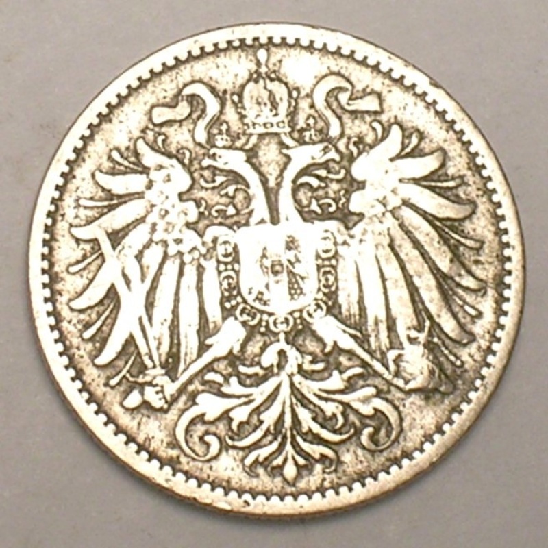 1894 Austria Austrian 10 Heller Double Eagle Coin VF
