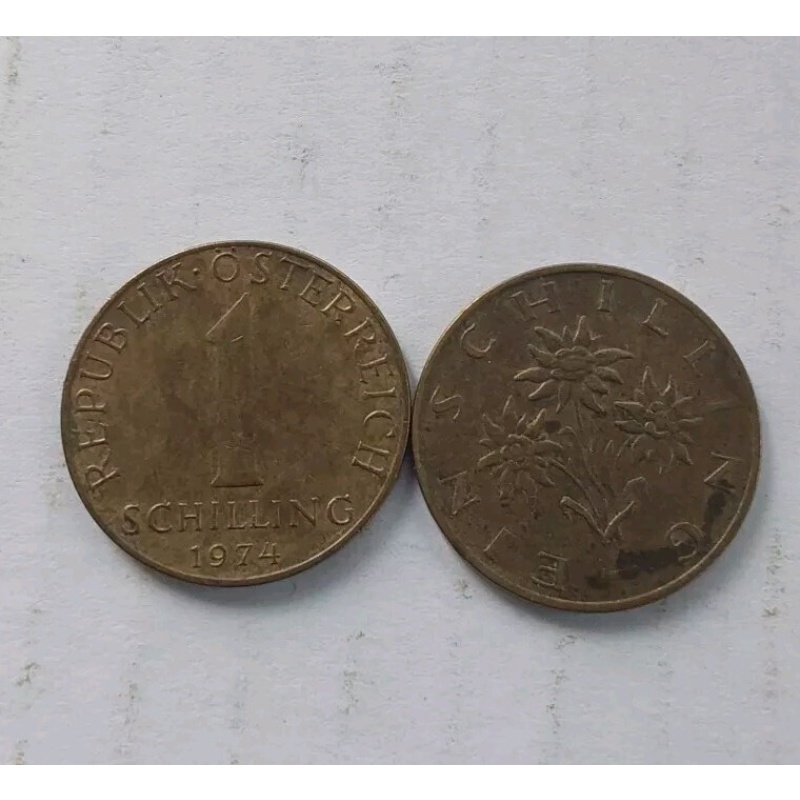 Austrian One Schilling Coin Lot-1974 & 1981 Aluminum Bronze Extra Fine Free Post