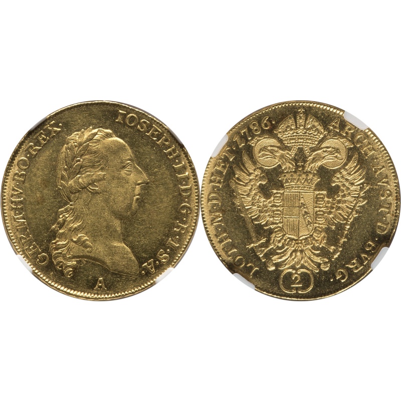 Austria 1786-A Joseph II Gold Double Ducat NGC MS-62