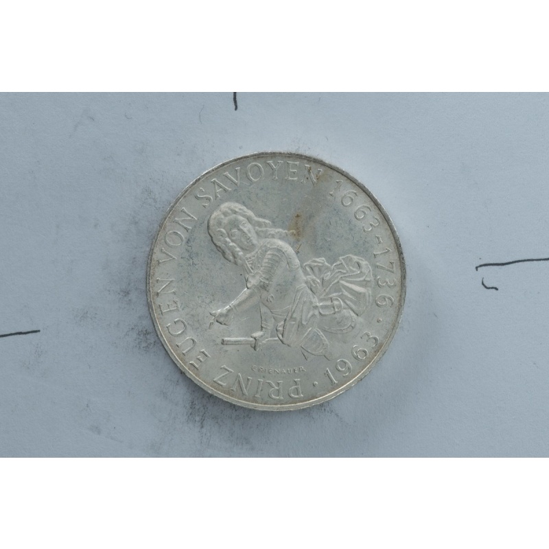 1963 Austria 25 Schilling commemorative silver coin Prince Eugen vintage