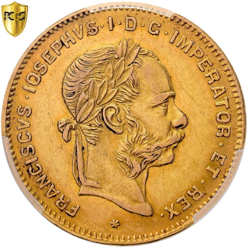 [#1121495] Austria, Franz Joseph I, 4 Florins/Gulden 10 Francs, 1889, Gold, PCGS