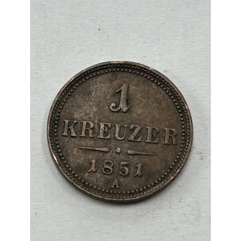 1 KREUZER COIN A IMP.AUSTRO UNG. 1851 A COPPER g.6 Ø 23 mm. OLD COPPER COIN