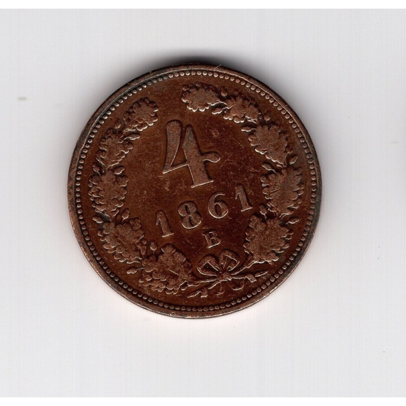 Austria 1861 copper coin 4 kreuzer B