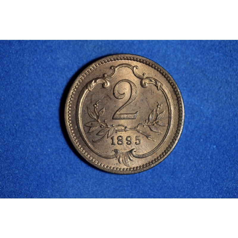 1895 Austria 2 Heller Bronze Coin #M25361
