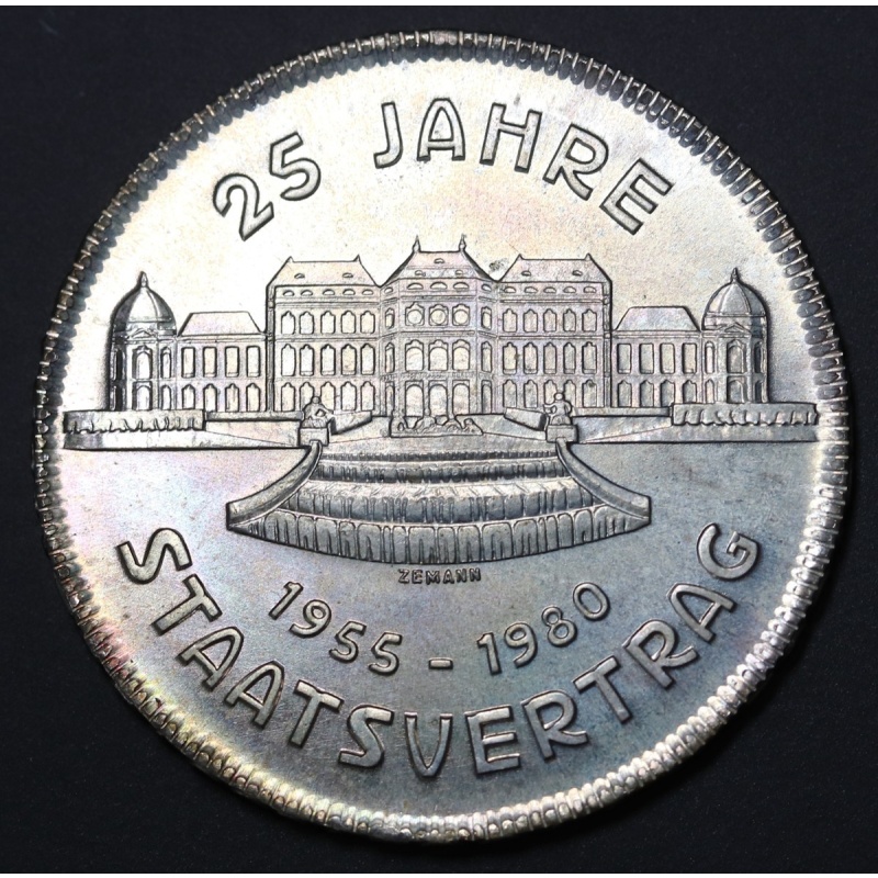 1980 Austria 500 Schilling, State Treaty - Silver Coin KM#?2948 Unc