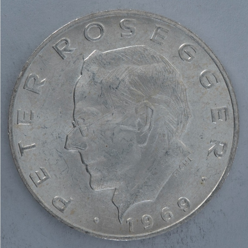 1969 Austria 25 Schilling Peter Rosegger silver coin Austrian literature