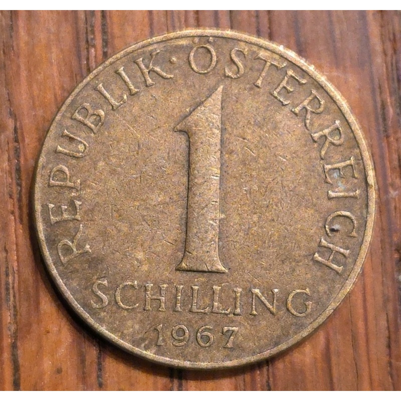 1967 Austria 1 Schilling, Denomination, 3 Edelweiss Flowers Aluminum-Bronze
