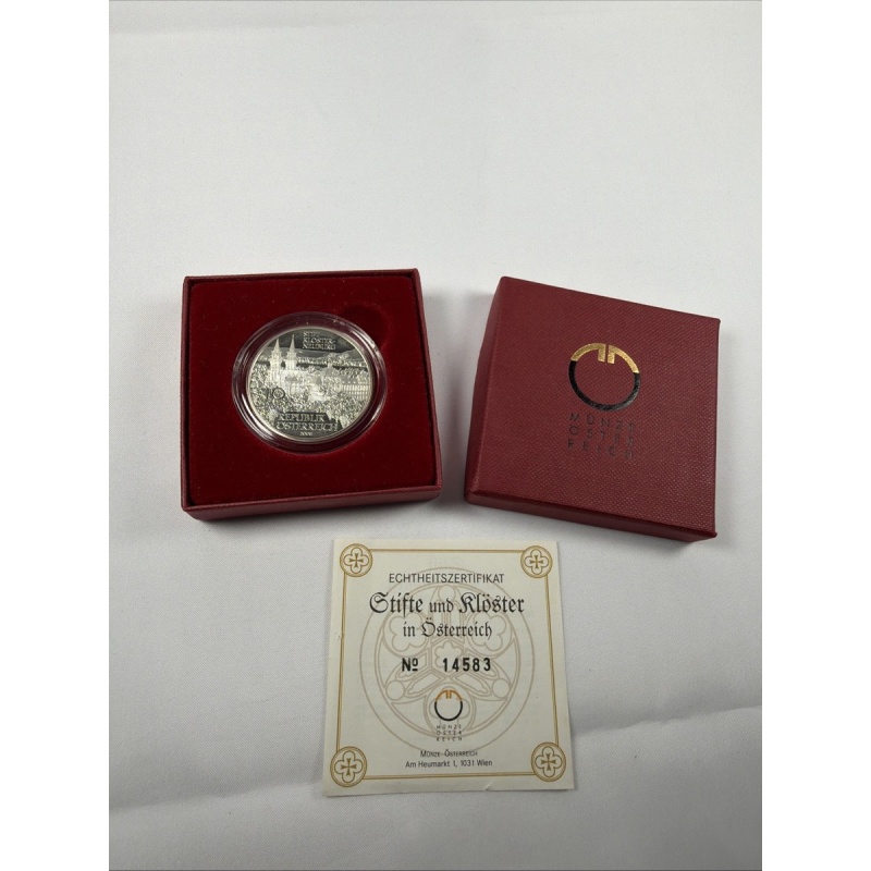 2008 Austria 10 Euro Klosterneuburg Abbey .925 Silver Coin w/Box + COA