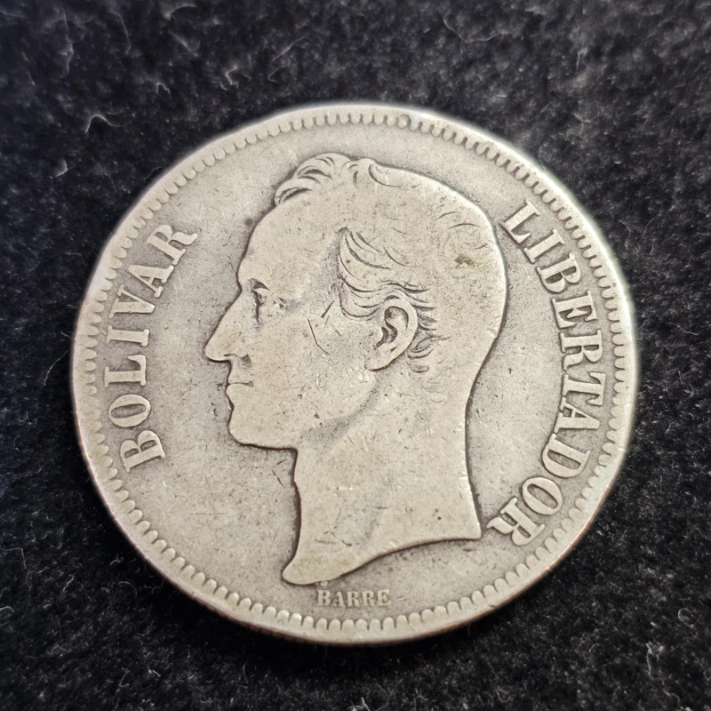 1903 Freemason President Simon Bolivar Venezuela Founder Silver Coin -S92