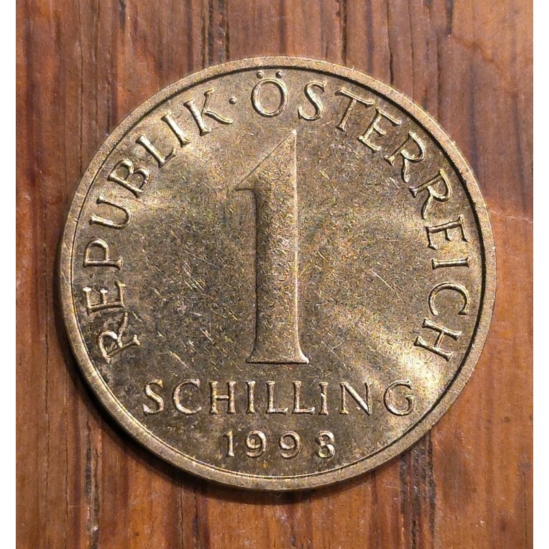 1998 Austria 1 Schilling, Denomination, 3 Edelweiss Flowers Aluminum-Bronze