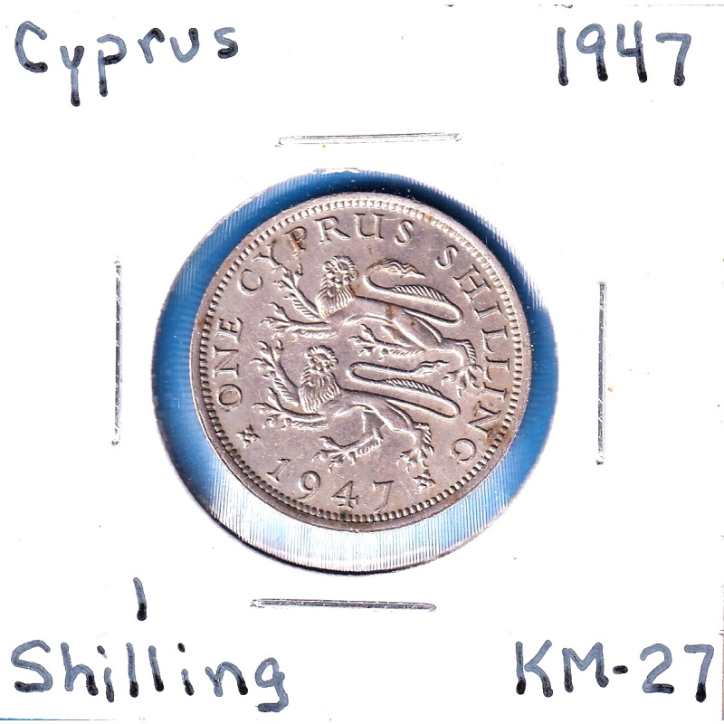 1947 Cyprus 1 Shilling (KM-27) Copper-Nickel [George VI]