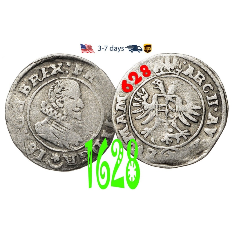 Austria 3 Kreuzer 1628 Ferdinand II, Silver Coin #19538