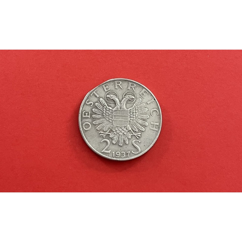 1937 AUSTRIA Karlskirche Church Genuine Silver 2 Shillings Austrian Coin