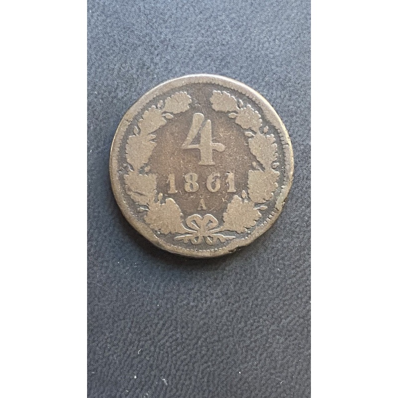 1861 A  Austria 4 Kreuzer - * Copper *