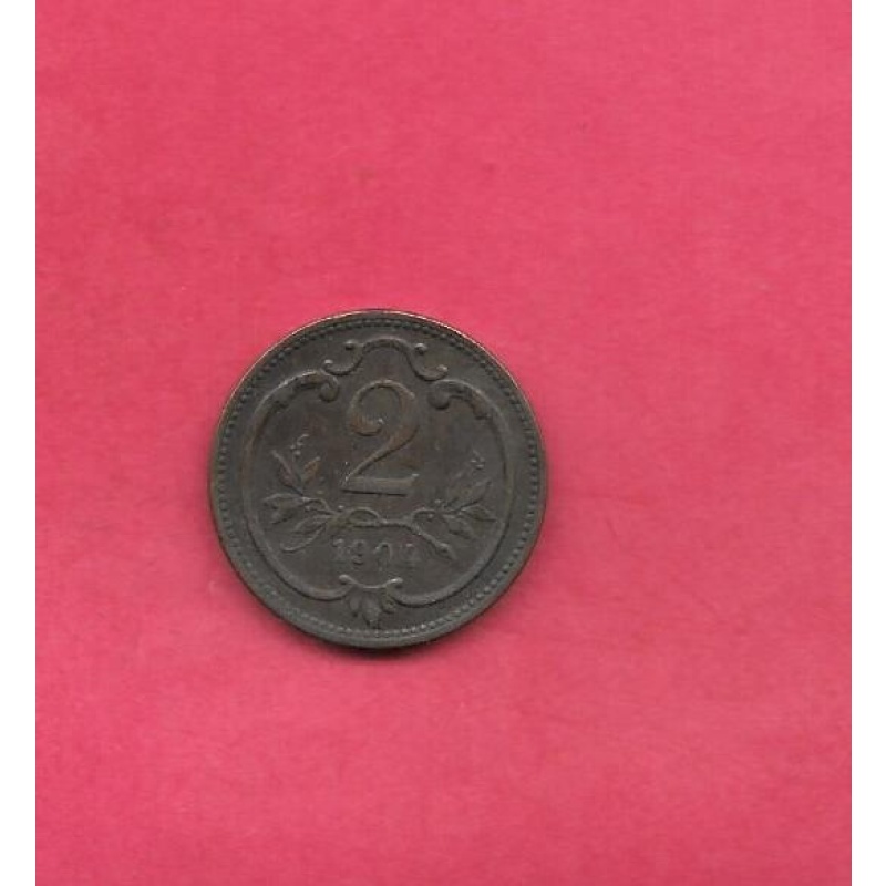 AUSTRIA KM2801 1904 2 HELLER VF VERY FINE NICE OLD ANTIQUE BRONZE COIN