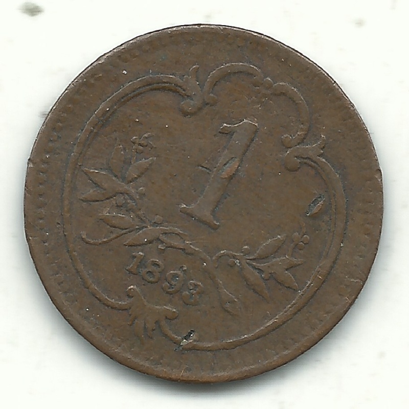 HIGHER GRADE 1893 AUSTRIA 1 ONE HELLER COIN-DEC851
