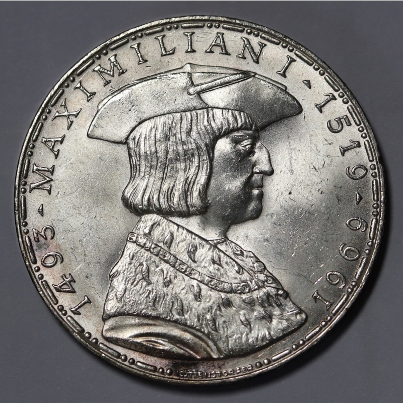 1969 Austria 50 Schilling, Maximilian I- Silver Coin KM#?2906 AU/Unc