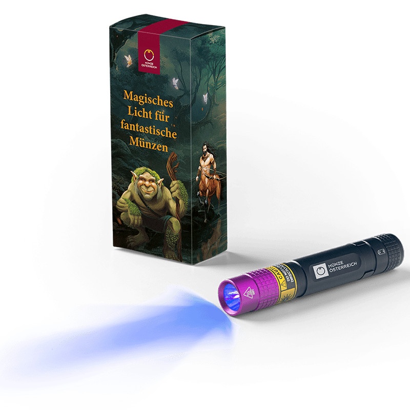 UV-Torch Light for ALL € 3 Euro Glow-in-the-Dark UNC Coins (THE TROLL etc)