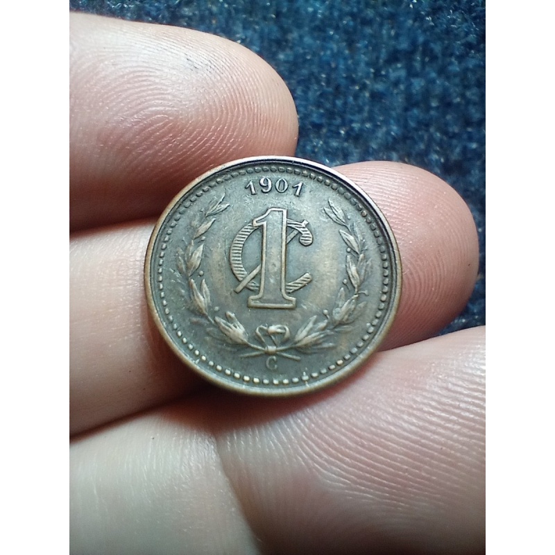 1901 C Mexico 1 Centavo Low Mintage-220.000 Culiacan Coin