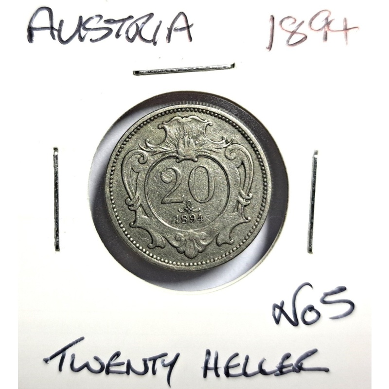 @@@ A SUPERB  AUSTRIA 1894 TWENTY HELLER no5 @@@