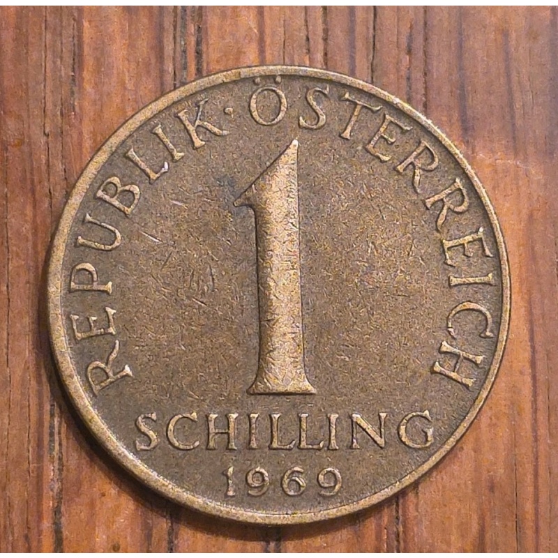 1969 Austria 1 Schilling, Denomination, 3 Edelweiss Flowers Aluminum-Bronze