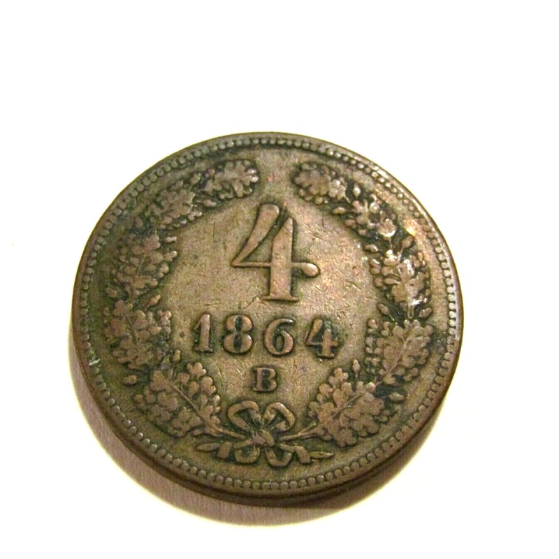 Austria 1864-B 4 Kreuzer Old Coin