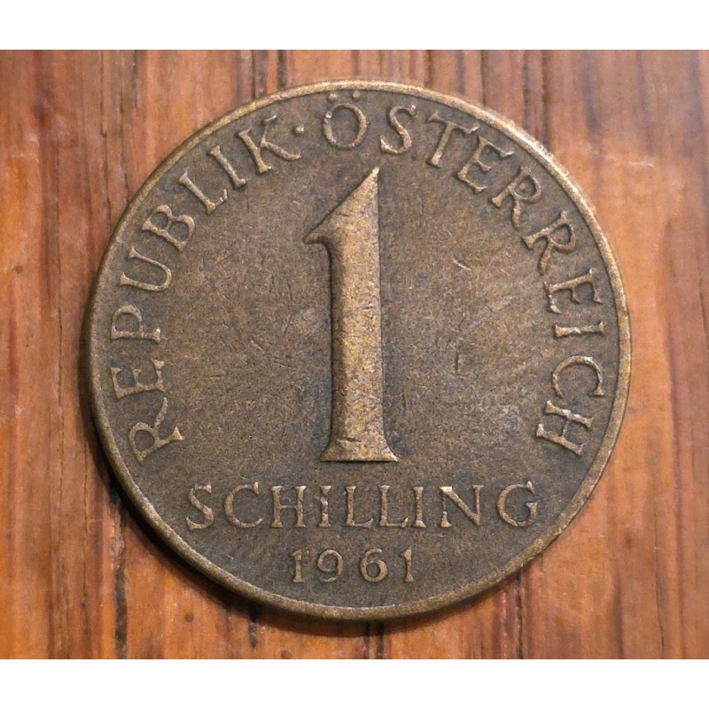1961 Austria 1 Schilling, Denomination, 3 Edelweiss Flowers Aluminum-Bronze