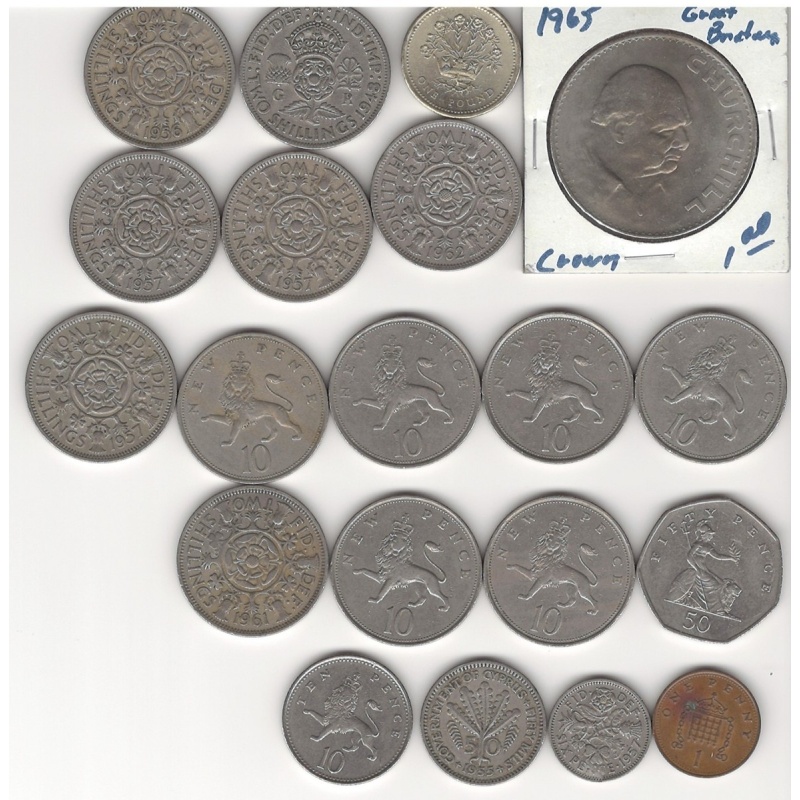 1965 Great Britain Sir Winston Churchill Commemorative, 15 large pennies, Misc.