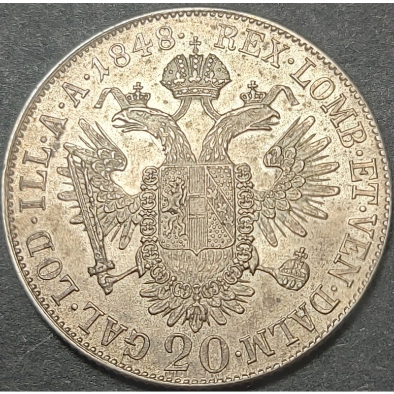 AUSTRIA ÖSTEREICH 20 KREUZERS 1848 A KM#2208 UNC- Ferdinand I (1835-1848) 6.68g
