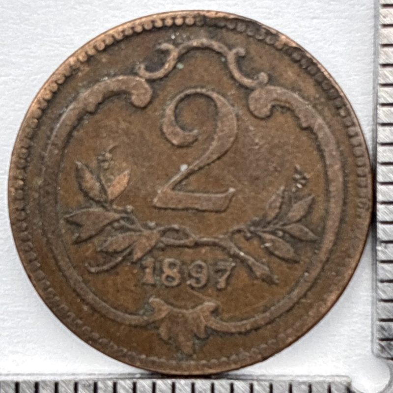 1897 Austria 2 Heller - Fine Details Free Shipping