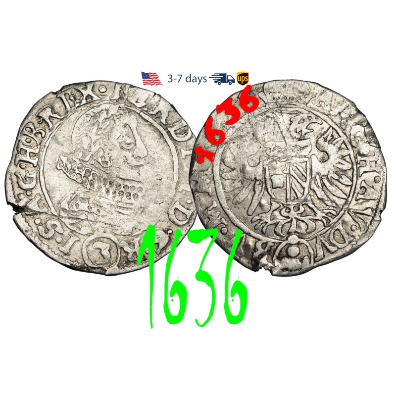 Austria 3 Kreuzer 1636 Ferdinand II, Silver Coin #33354