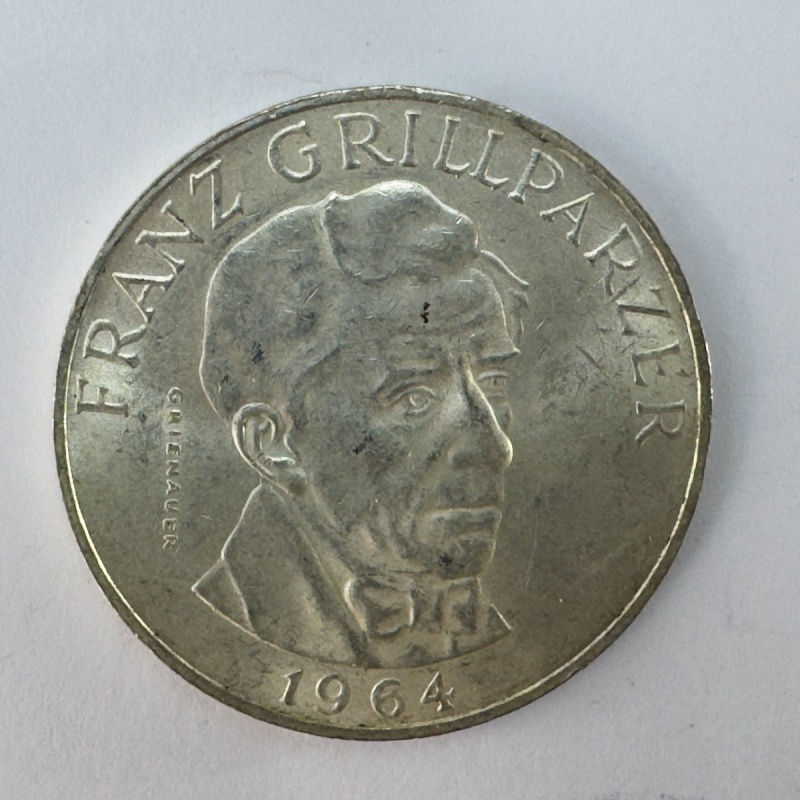 1964 Austria 25 Schilling Franz Grillparzer silver coin 0.800 Austrian Mint