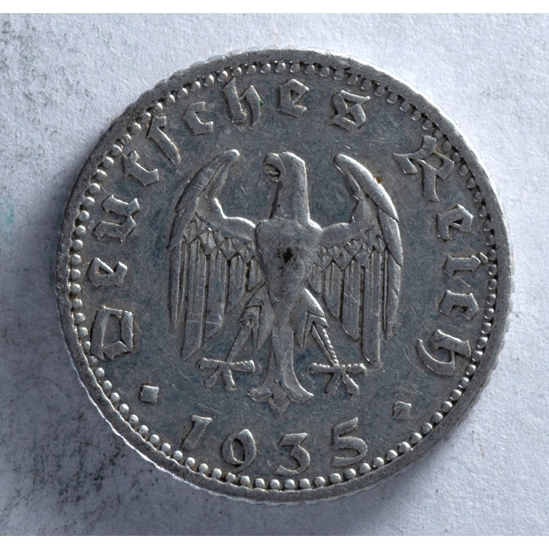 1935 Germany 50 Reichspfennig Eagle aluminum coin Berlin Mint historical
