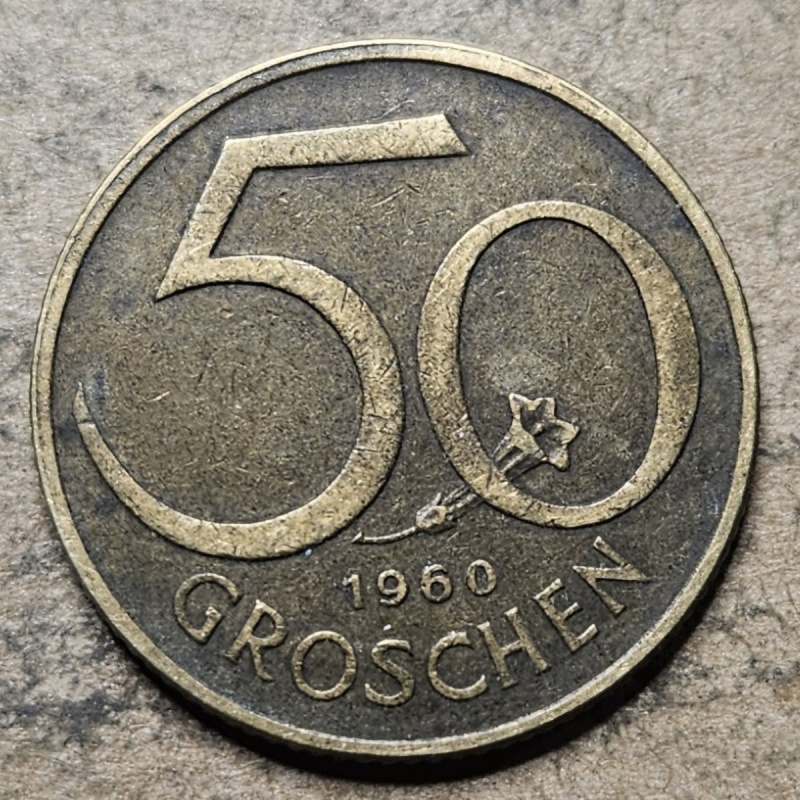 1960 Austria 50 Groschen - Austrian Coin - Aluminum Bronze - World Coin Europe